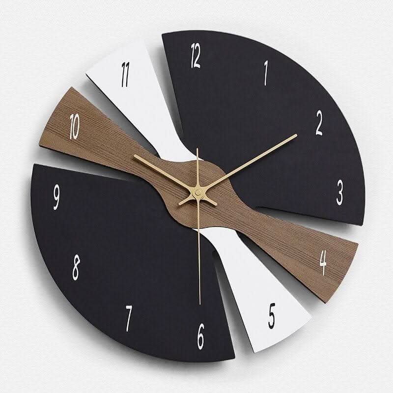 ZAVARA Fragmentierte Zeitmesser Wanduhr Modernes Holzdesign Präzise Zeitmessung