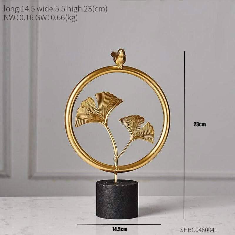 MIRELIA Goldene Ginkgo-Blatt Kunst Skulpturen Luxuriöse Raumdekoration Aus Eisen