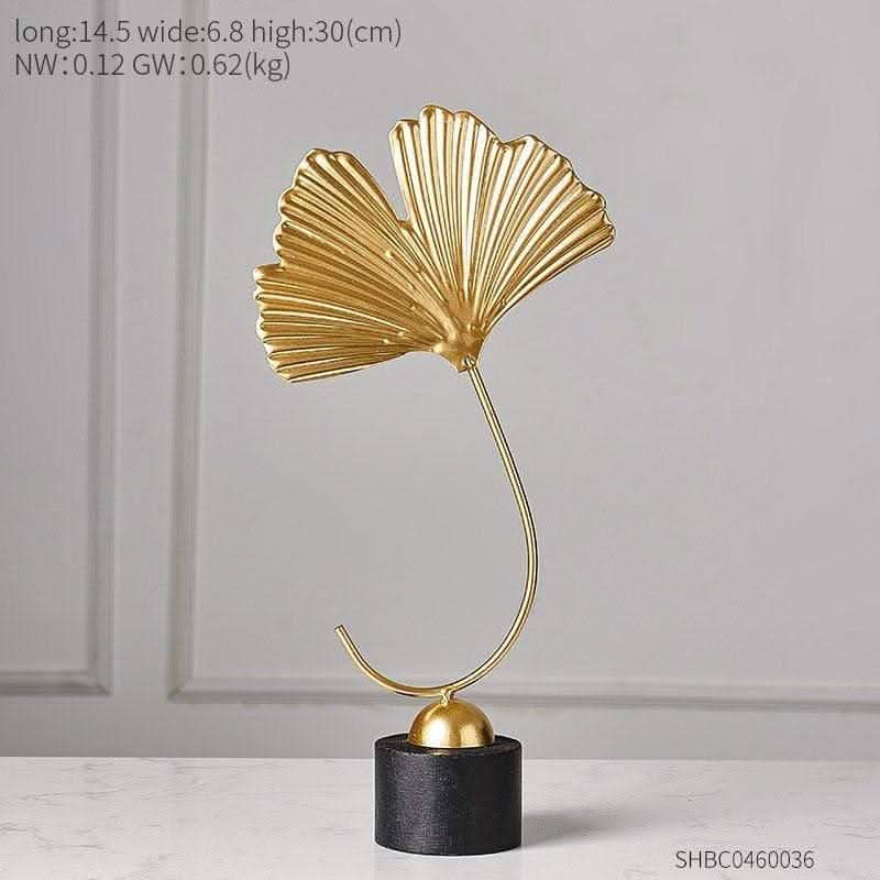 MIRELIA Goldene Ginkgo-Blatt Kunst Skulpturen Luxuriöse Raumdekoration Aus Eisen