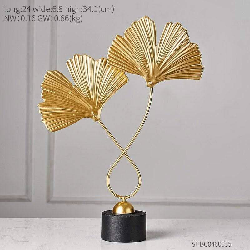 MIRELIA Goldene Ginkgo-Blatt Kunst Skulpturen Luxuriöse Raumdekoration Aus Eisen