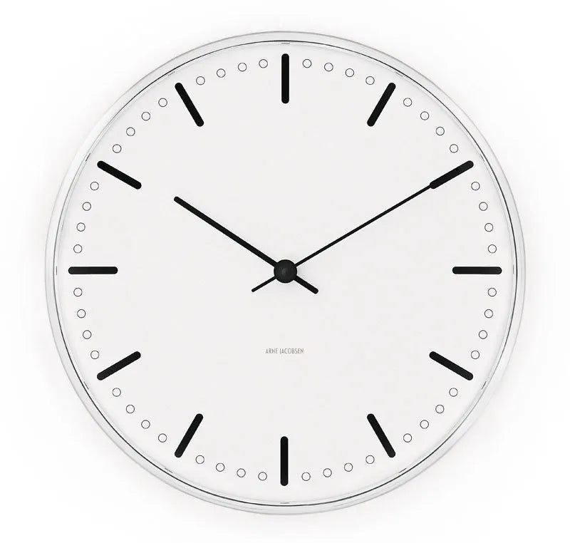 Arne Jacobsen City Hall Wanduhr, Weiß, Ø16 cm