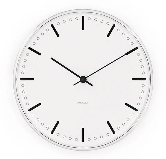 Arne Jacobsen City Hall Wanduhr, Weiß, Ø16 cm