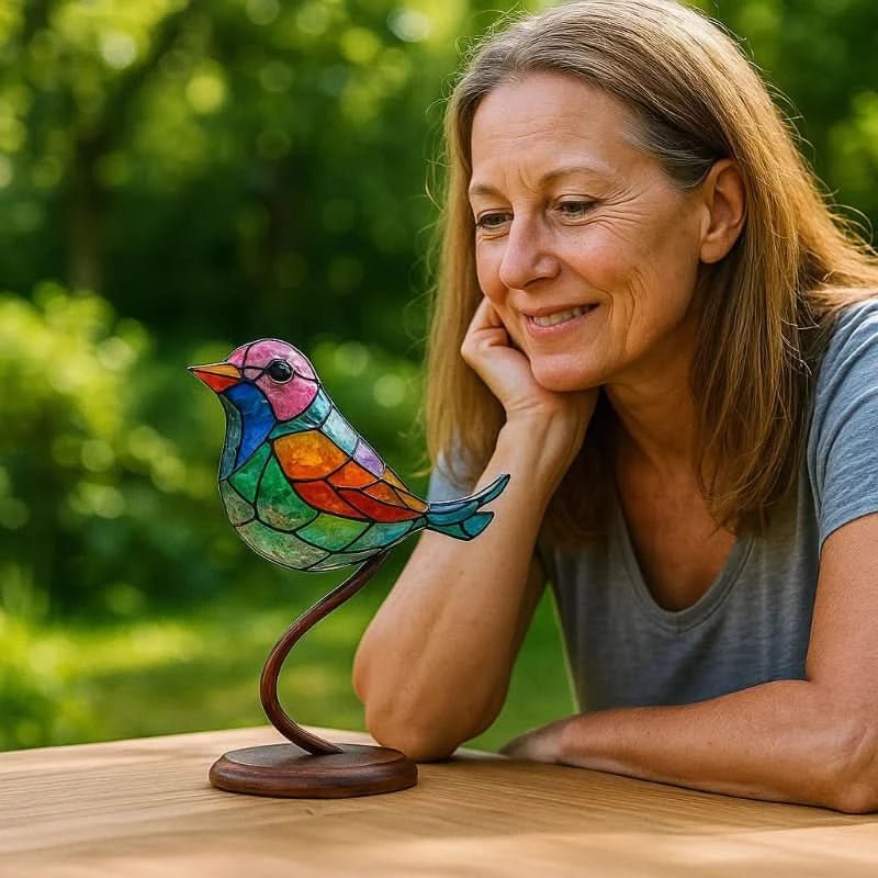Chromavogel – Handgefertigte Bunte Vogelstatue Aus Acryl Zur Dekoration