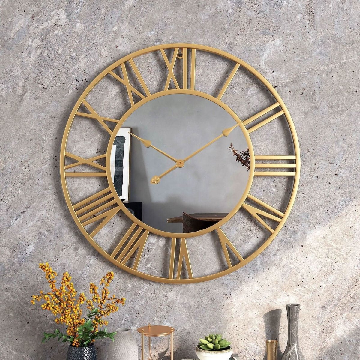 RAVENELLE Wanduhr Offenes Zifferblatt Römische Ziffern Modernes Design Elegante Uhr Für Wohnbereich