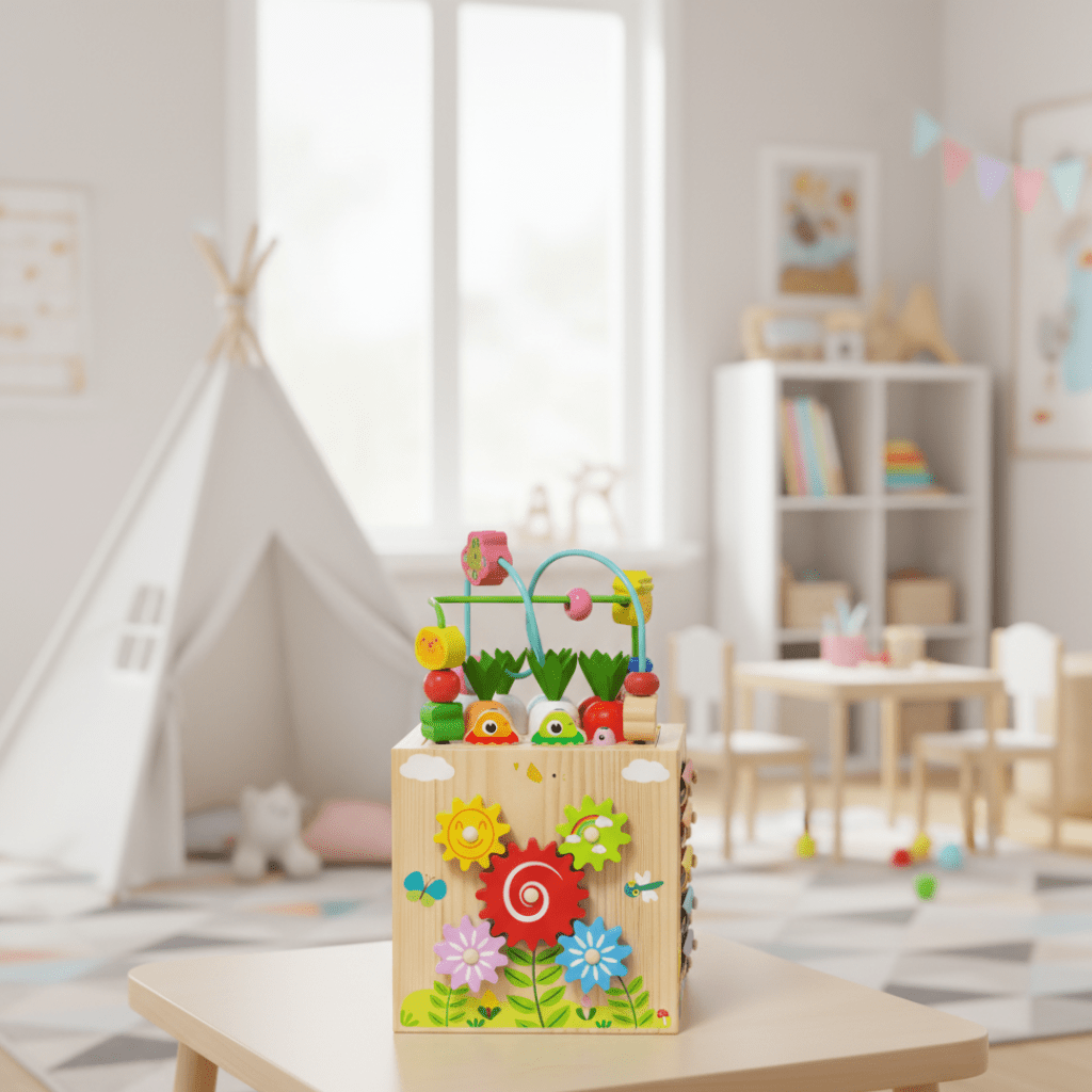 EduCube 8-In-1 – Montessori Lernspielzeug aus Holz für Kleinkinder ab 18 Monaten