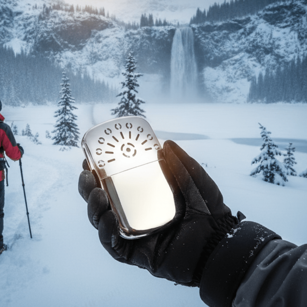Wärmetasche – Taschengroßer Metallwärmer für Wandern und Camping