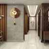 CHANCELLE Pendeluhr Halbmond-Design Holz Bambus Raum Eleganz Charme