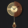 CHANCELLE Pendeluhr Halbmond-Design Holz Bambus Raum Eleganz Charme