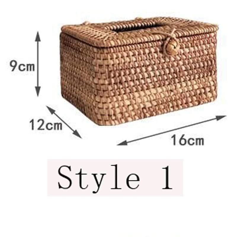 Meridielle Rustikaler Taschentuch-Halter Aus Rattan Bambus Holz Gestaltung