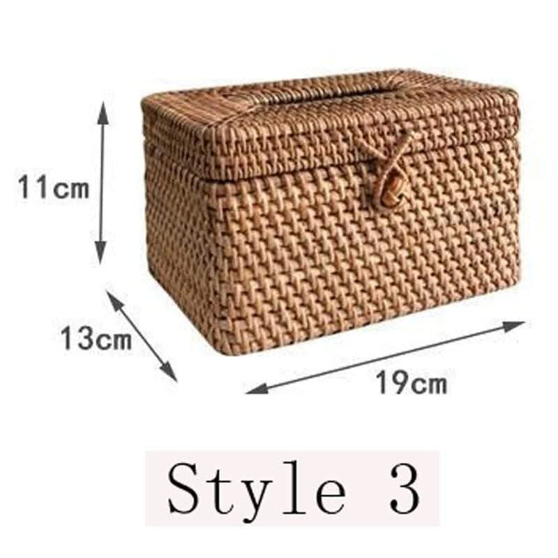 Meridielle Rustikaler Taschentuch-Halter Aus Rattan Bambus Holz Gestaltung