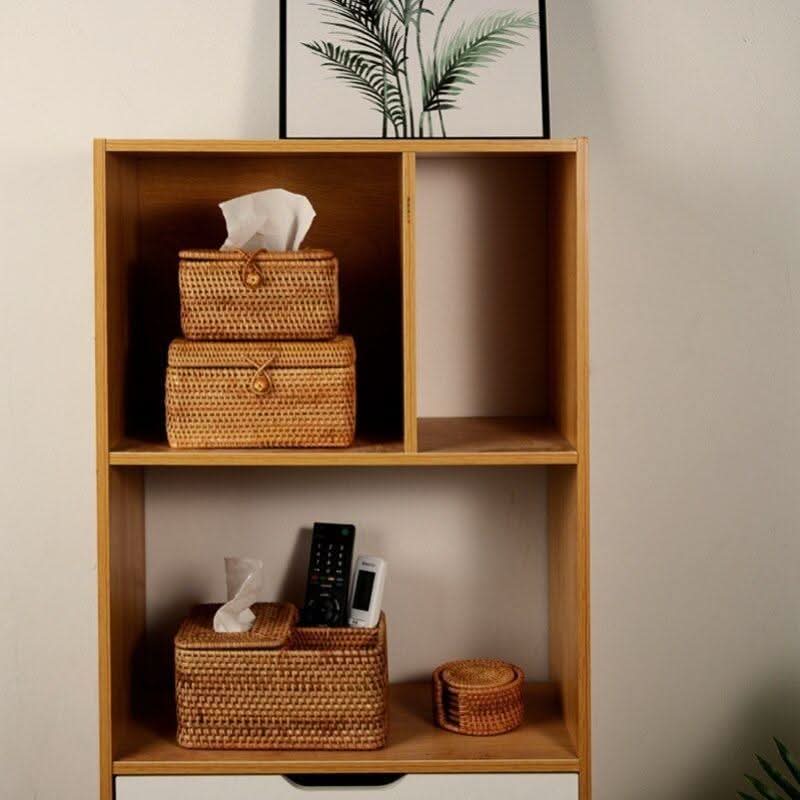 Meridielle Rustikaler Taschentuch-Halter Aus Rattan Bambus Holz Gestaltung