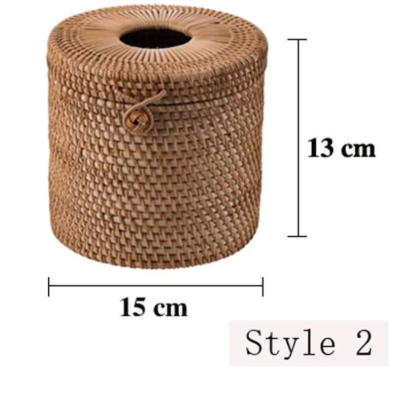 Meridielle Rustikaler Taschentuch-Halter Aus Rattan Bambus Holz Gestaltung