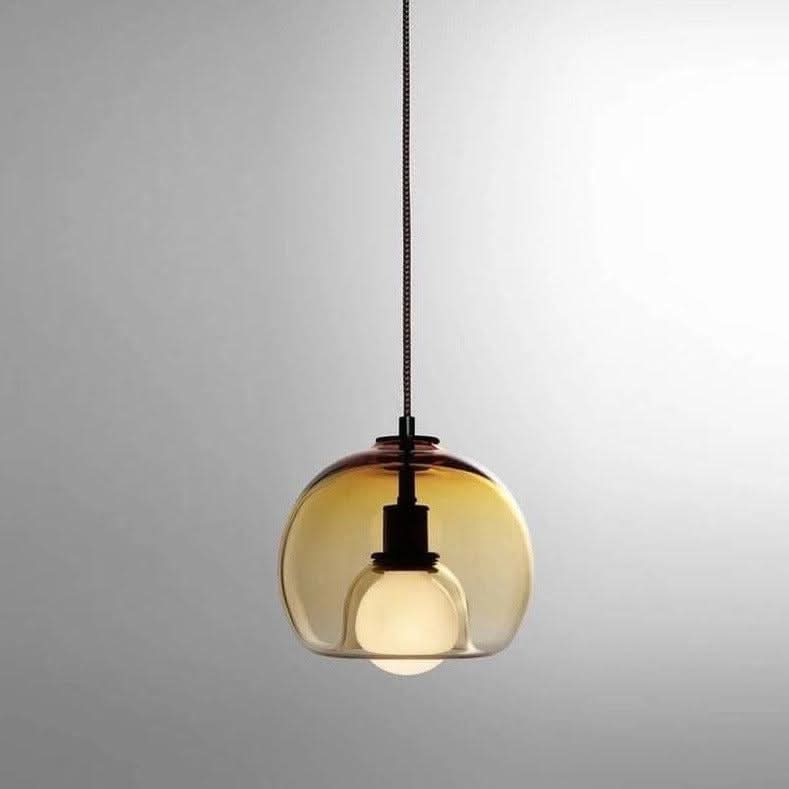TALINN Pendelleuchte Glas Rauchgrau Klar Bernstein Verstellbares Kabel Dimmbar