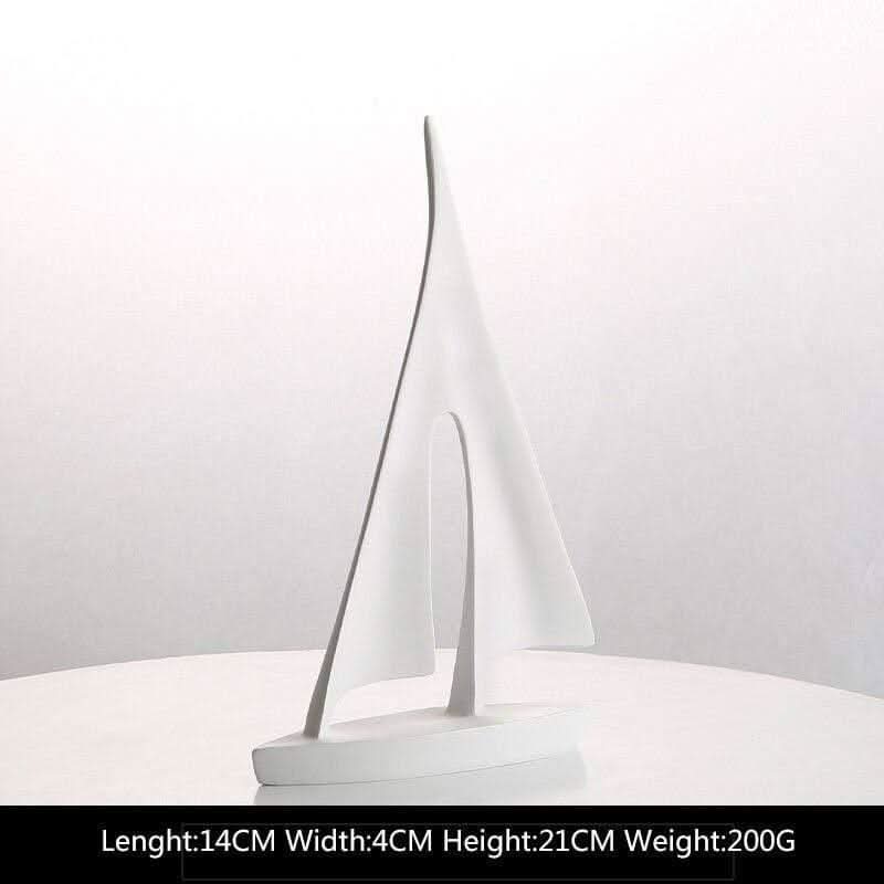 LORIANA Elegante Küstenkunst Harz-Segelboot-Skulptur Weiß Schwarz