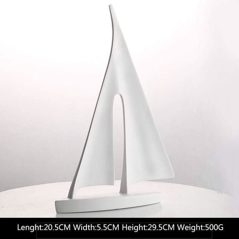 LORIANA Elegante Küstenkunst Harz-Segelboot-Skulptur Weiß Schwarz