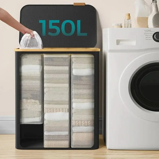 WäscheBegleiter - 150L Wäschekorb mit großem Fassungsvermögen