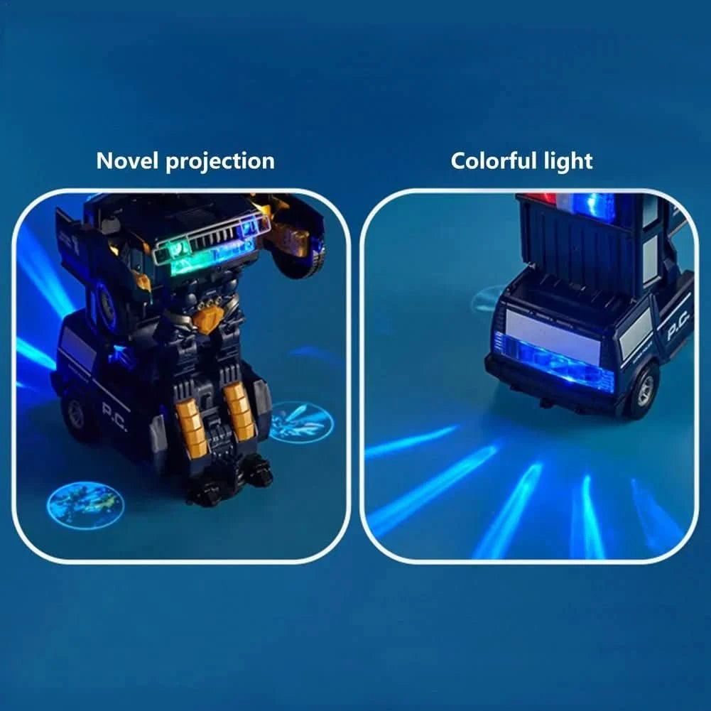 Roboterauto – 2-In-1 Polizeiauto & Roboter Mit Licht & Klang