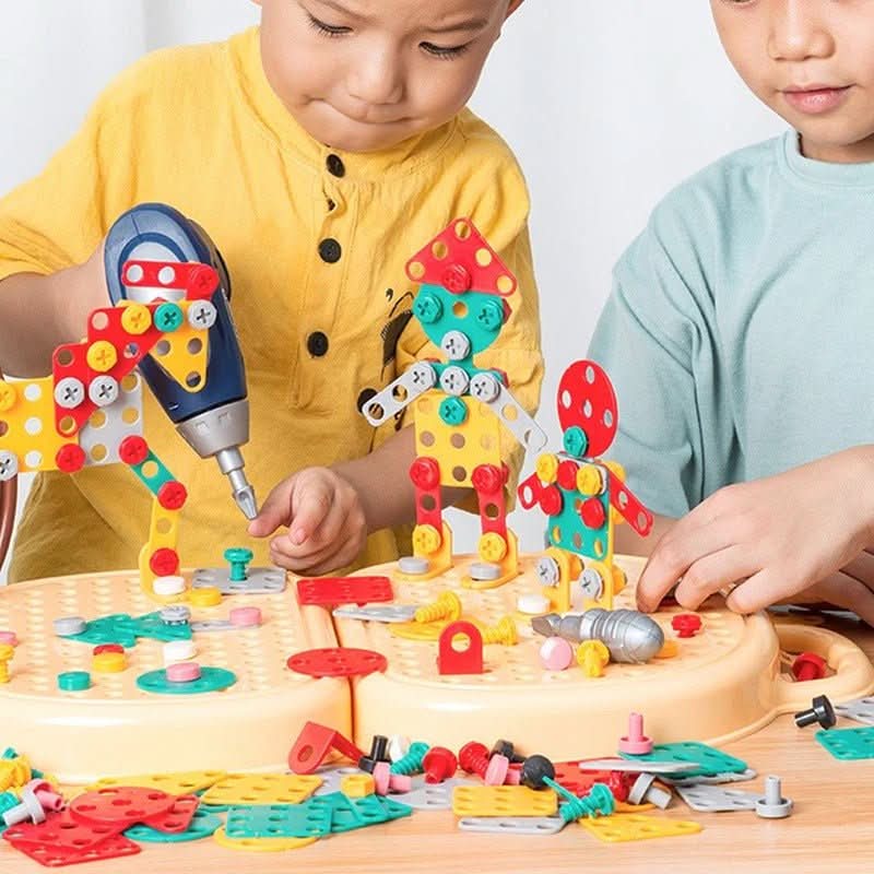 Klein Erbauer Werkzeug Set – 203-teiliges Konstruktionsspielzeug Mit Klein-Bohrmaschine