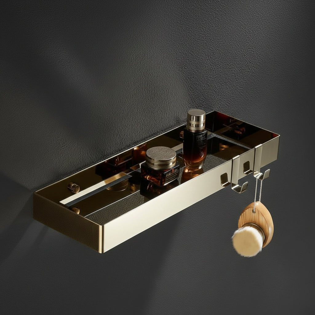 Duschablage - Goldene Badezimmerablage Mit Haken