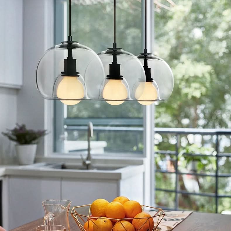 TALINN Pendelleuchte Glas Rauchgrau Klar Bernstein Verstellbares Kabel Dimmbar