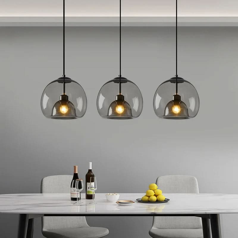 TALINN Pendelleuchte Glas Rauchgrau Klar Bernstein Verstellbares Kabel Dimmbar