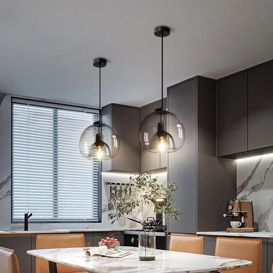 TALINN Pendelleuchte Glas Rauchgrau Klar Bernstein Verstellbares Kabel Dimmbar