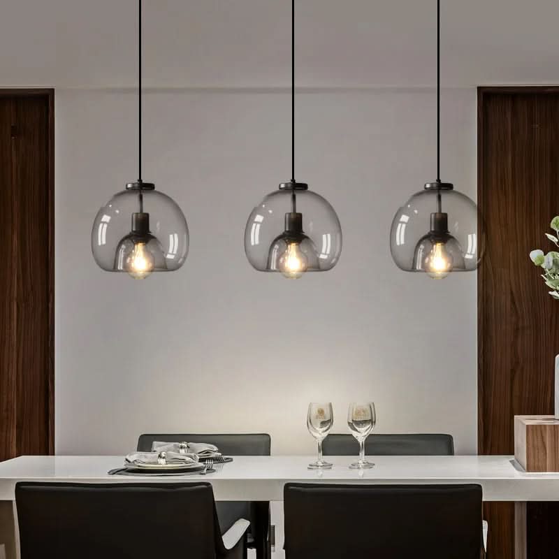 TALINN Pendelleuchte Glas Rauchgrau Klar Bernstein Verstellbares Kabel Dimmbar