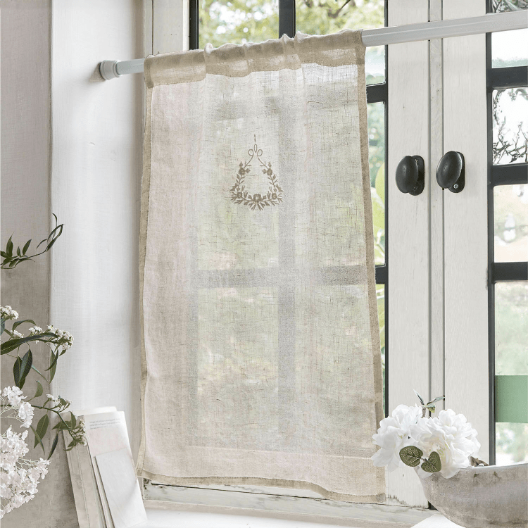 BRETENY Bistrogardine – Transparente Scheibengardine Mit Floraler Stickerei