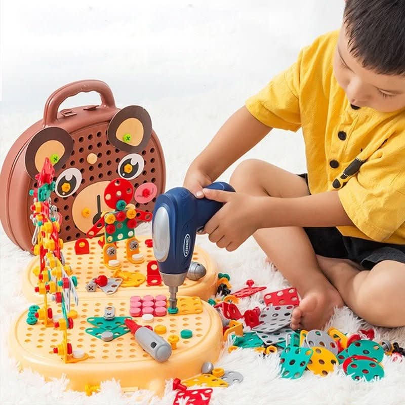 Klein Erbauer Werkzeug Set – 203-teiliges Konstruktionsspielzeug Mit Klein-Bohrmaschine