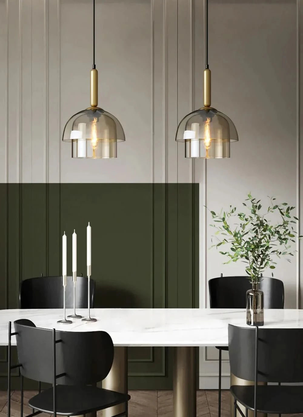 OPHIRA Pendelleuchte Mit Doppelglas Modernes Glasdesign Metall-Details Stimmungsvolle Beleuchtung