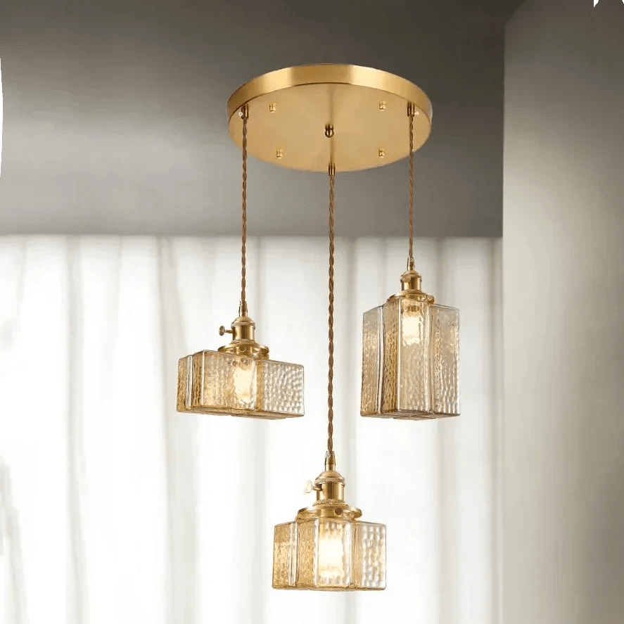 DELFINA Hängeleuchte Drei Glas Schirme Moderner Metallrahmen Stil