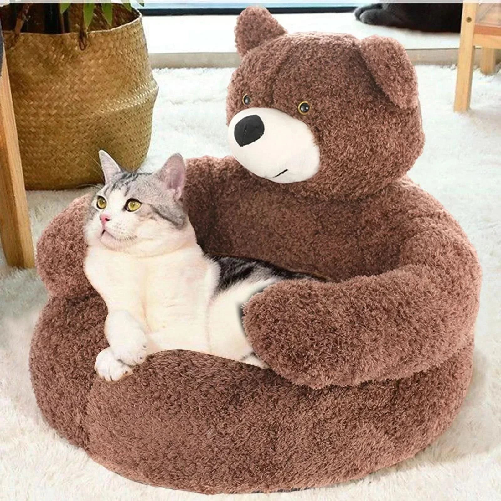 SAMIYA Katze Bett – Rundes Kuschelbett Für Geborgenen Katzenschlaf