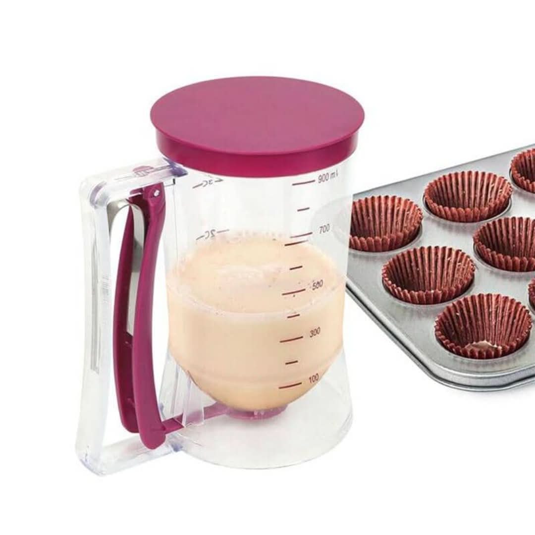Teigspender mit Messskala und Ausgießer für Muffins und Kuchen