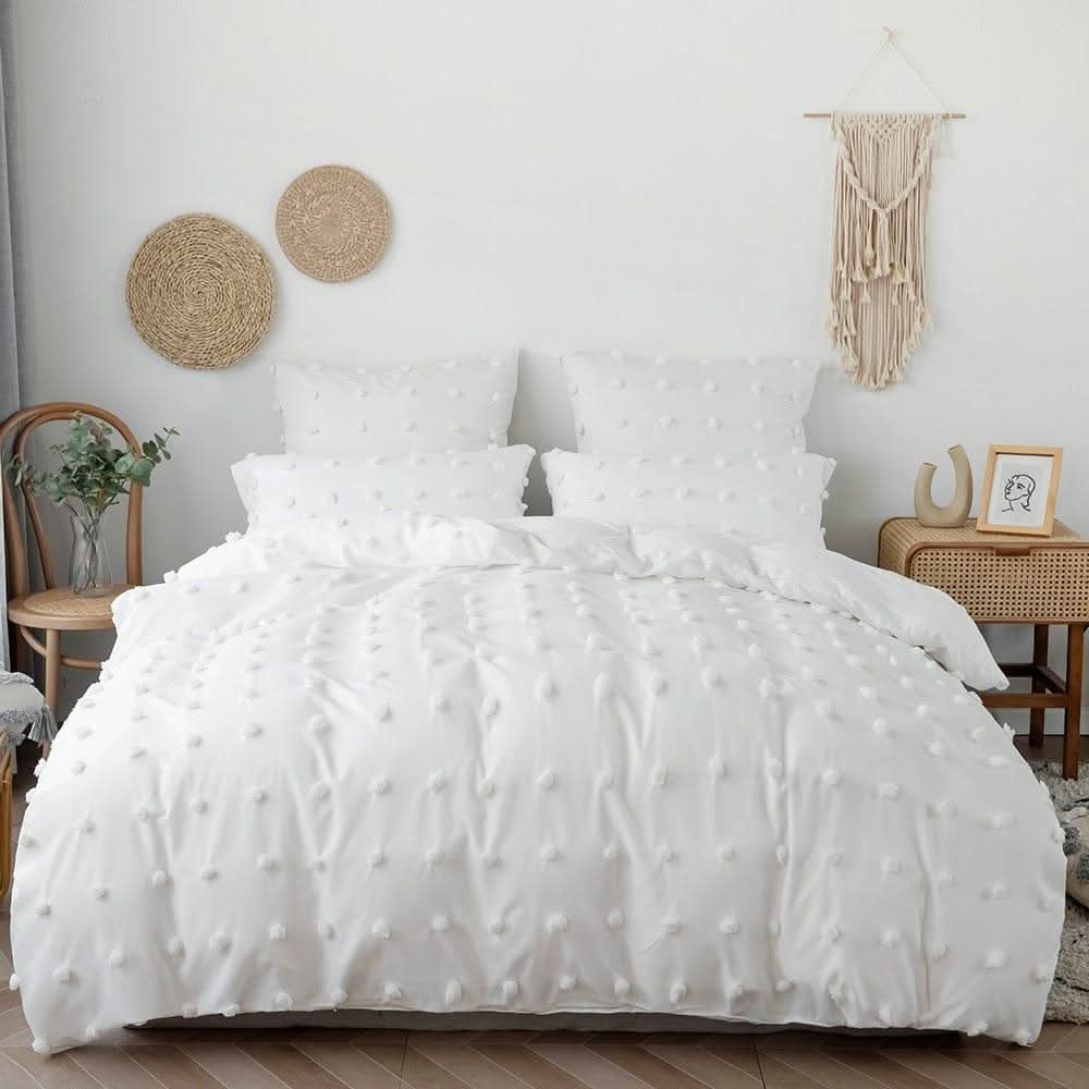 ZENELLE Bettwäsche-Set Aus 100 Prozent Polyester Seidig Weich Reine Weiße Farbe Stilvolles Schlafzimmer