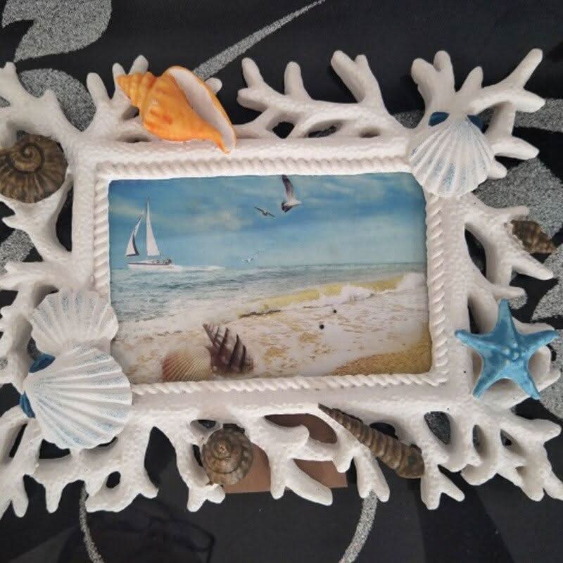 LUVORIA Muscheln-Erinnerungsrahmen Aus Holz Mit Ozeanischem Küstenscharm