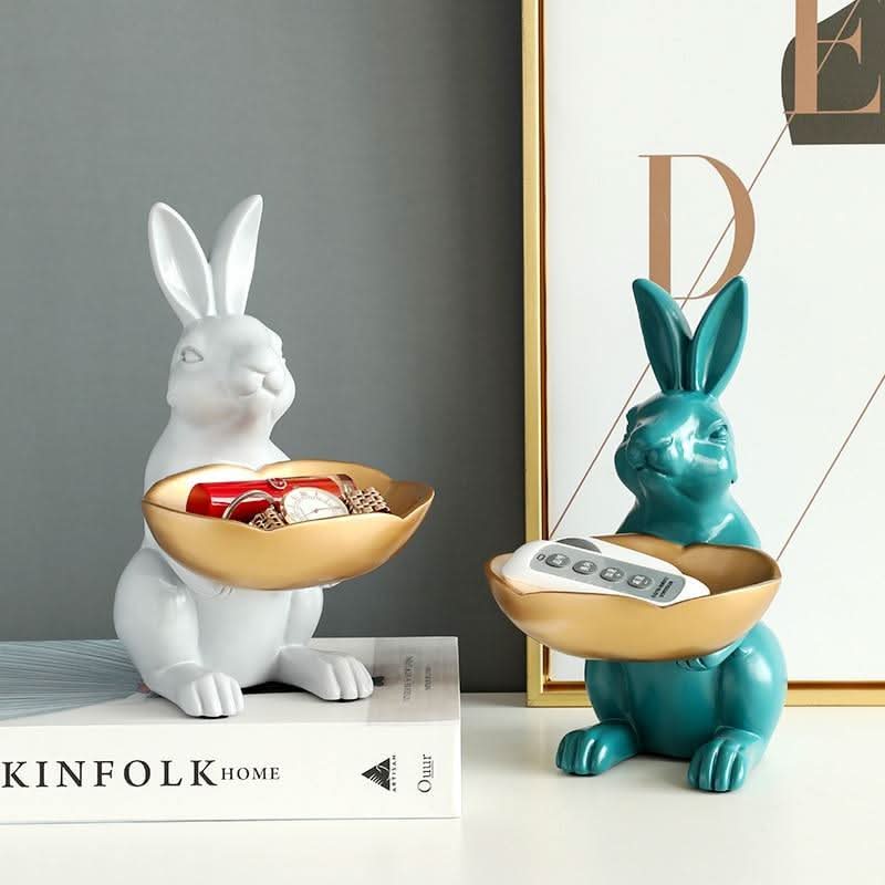 NORELIA Kaninchen Skulpturen Schale Einzigartige Harzdeko Zuhause