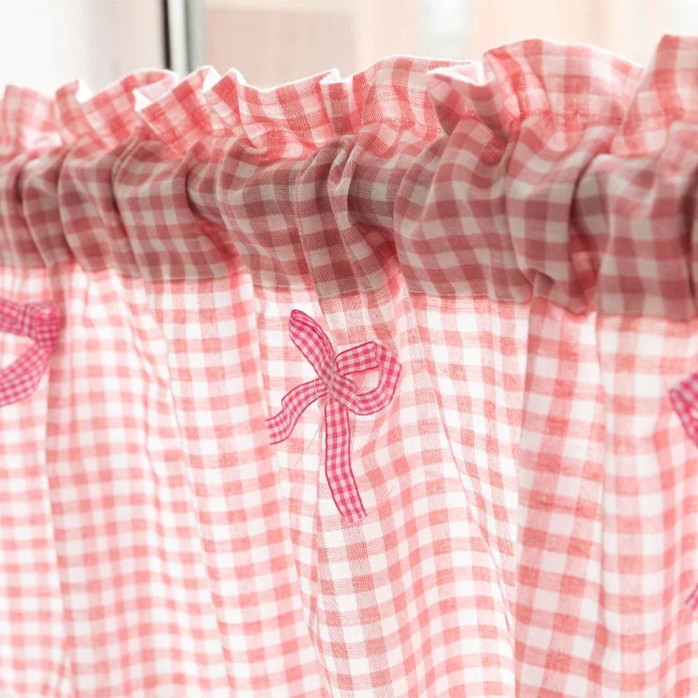 KOREPLAID – Karierte Spitzen Kurzgardine im Koreanischen Stil