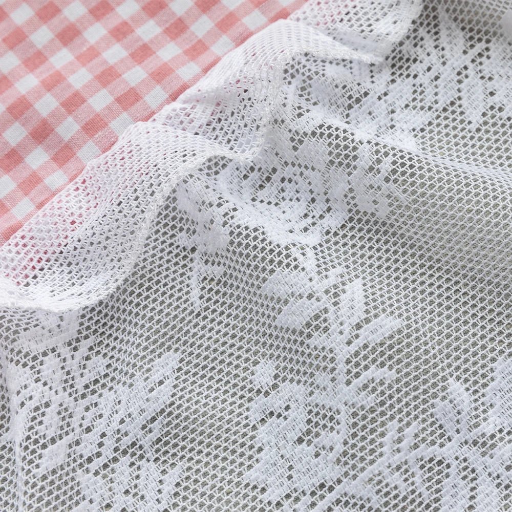 KOREPLAID – Karierte Spitzen Kurzgardine im Koreanischen Stil
