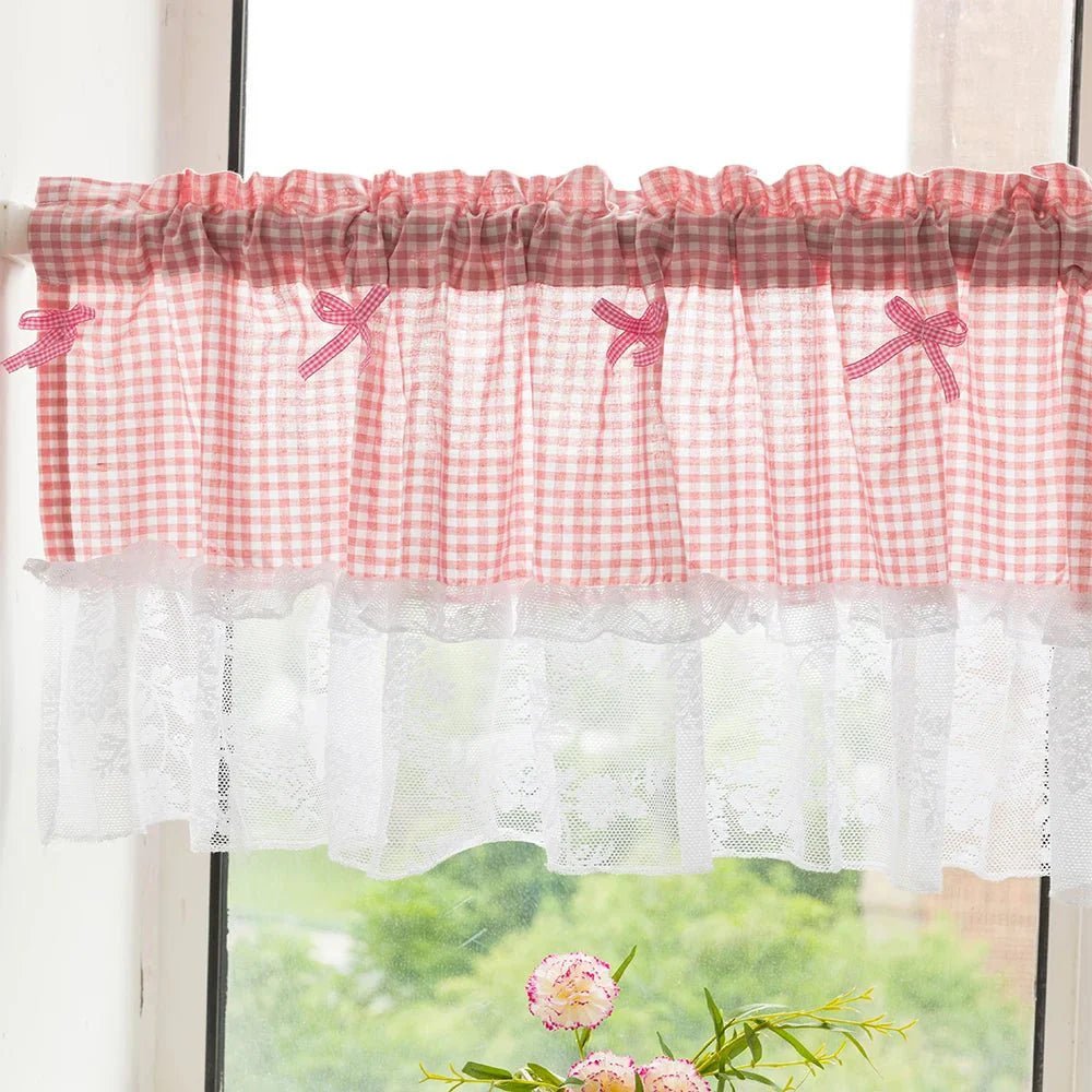 KOREPLAID – Karierte Spitzen Kurzgardine im Koreanischen Stil