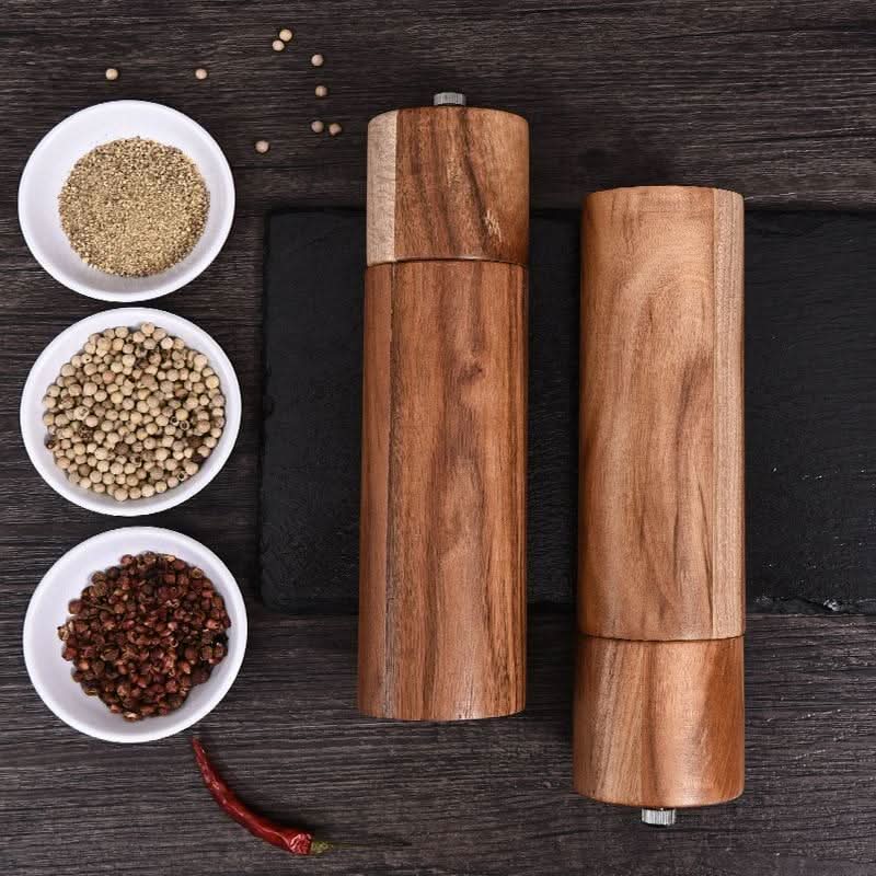 GRANO Salz- Und Pfeffermühlen Aus Akazienholz Mit Verstellbarem Keramikmahlwerk