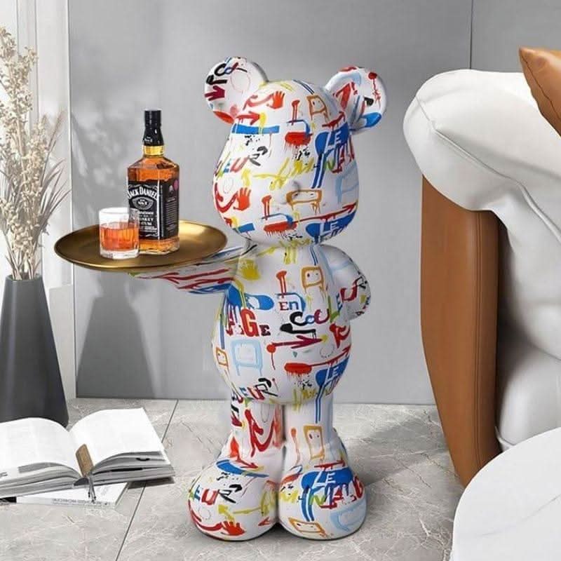 SYNALIA Graffiti-Bär Servierständer Kunstwerk Fiberglas Farbenfroh