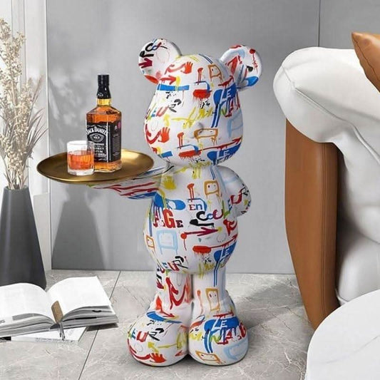 SYNALIA Graffiti-Bär Servierständer Kunstwerk Fiberglas Farbenfroh