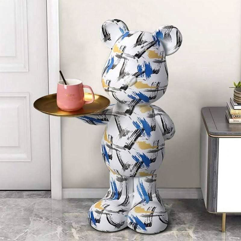 SYNALIA Graffiti-Bär Servierständer Kunstwerk Fiberglas Farbenfroh
