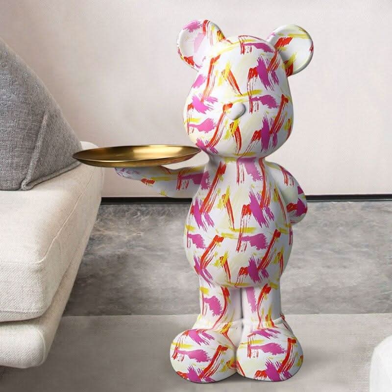 SYNALIA Graffiti-Bär Servierständer Kunstwerk Fiberglas Farbenfroh